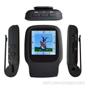 Clip on MP4 players, flash, TF card slot, supports voice recorder, FM, E-book and movies function